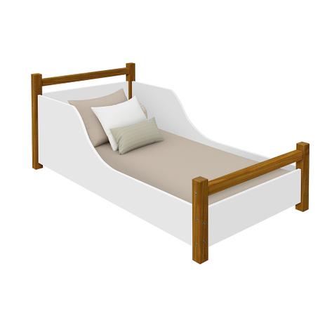 Cama Infantil em Madeira Maciça e MDF Luna Branco/Amêndoa - Divaloto Menor preço em Cama Infantil em Madeira Maciça e MDF Luna Branco/Amêndoa - Divaloto