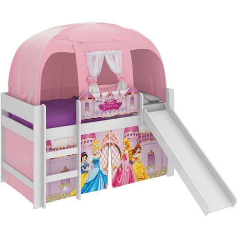 Cama Infantil Escorregador Barraca Princesas Disney Branco - Pura Magia Menor preço em Cama Infantil Escorregador Barraca Princesas Disney Branco - Pura Magia