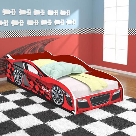 Cama Infantil / Mini Cama Carro Speedy Racing New 150x70 cm com Colchão - Vermelho - RPM Móveis Menor preço em Cama Infantil / Mini Cama Carro Speedy Racing New 150x70 cm com Colchão - Vermelho - RPM Móveis