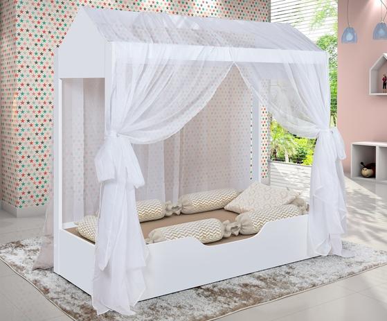 Cama Infantil Montessoriana Duda Com Voal Branco - Branco - Divaloto Móveis Menor preço em Cama Infantil Montessoriana Duda Com Voal Branco - Branco - Divaloto Móveis