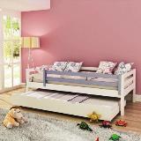 Cama infantil prime c/ cama auxiliar ou gavetão e grade de proteção lilás - madeira maciça - branco - Casatema Menor preço em Cama infantil prime c/ cama auxiliar ou gavetão e grade de proteção lilás - madeira maciça - branco - Casatema