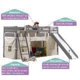 Cama Infantil Prime com Escorregador Tobogã Cinza e Tenda Casatema Menor preço em Cama Infantil Prime com Escorregador Tobogã Cinza e Tenda Casatema