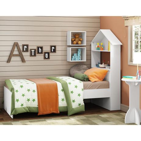 Cama Infantil Sophia com Cabeceira de Casinha Branco Multimóveis com Baú REF.2369 Menor preço em Cama Infantil Sophia com Cabeceira de Casinha Branco Multimóveis com Baú REF.2369