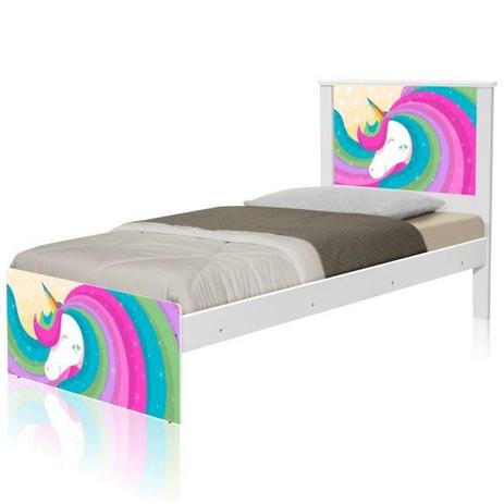 Cama Juvenil Barcelona Unicórnio Arco Íris com Colchão - Tebarrot Menor preço em Cama Juvenil Barcelona Unicórnio Arco Íris com Colchão - Tebarrot