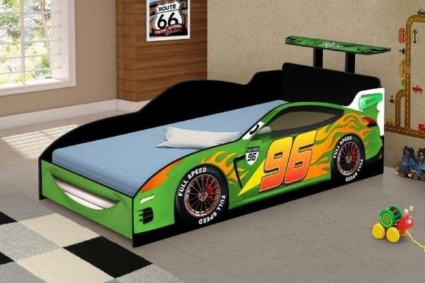 Cama Juvenil Carro Speed Verde com Colchão - Divaloto Menor preço em Cama Juvenil Carro Speed Verde com Colchão - Divaloto