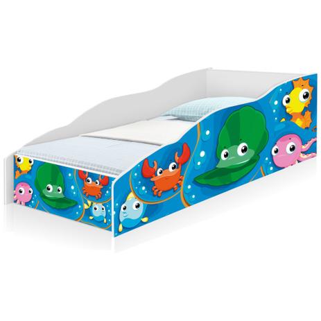 Cama Juvenil Club Peixinhos com Colchão - Casah Menor preço em Cama Juvenil Club Peixinhos com Colchão - Casah