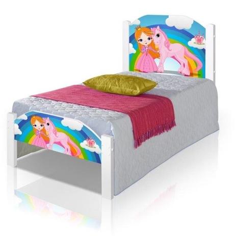 Cama Princesa e Unicórnio Juvenil Adesivada com Colchão - Divaloto Menor preço em Cama Princesa e Unicórnio Juvenil Adesivada com Colchão - Divaloto