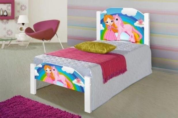 Cama Princesa e Unicórnio Juvenil com Colchão - Divaloto Menor preço em Cama Princesa e Unicórnio Juvenil com Colchão - Divaloto