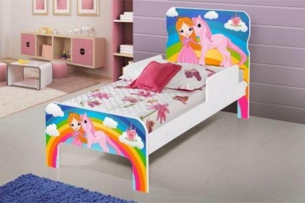 Cama Princesa e Unicórnio Kids com Colchão - Divaloto Menor preço em Cama Princesa e Unicórnio Kids com Colchão - Divaloto