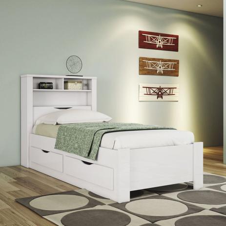 Cama Quarto Solteiro Invicta Com Bau e Gavetas - Santos andira Menor preço em Cama Quarto Solteiro Invicta Com Bau e Gavetas - Santos andira