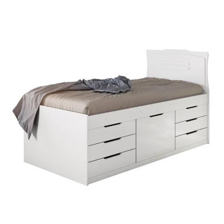 Cama Solteiro 7 Gavetas Florença Branco - Conquista Móveis Menor preço em Cama Solteiro 7 Gavetas Florença Branco - Conquista Móveis