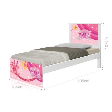 Cama Solteiro Adesivada Carruagem Castelo - Tebarrot Menor preço em Cama Solteiro Adesivada Carruagem Castelo - Tebarrot