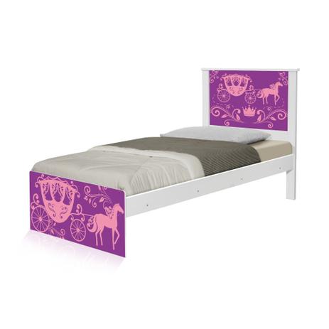 Cama Solteiro Adesivada Carruagem Princesa com Colchão - Tebarrot Menor preço em Cama Solteiro Adesivada Carruagem Princesa com Colchão - Tebarrot
