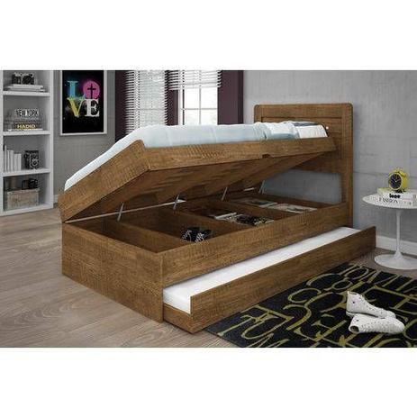 Cama solteiro bau larissa com cama auxiliar dani malbec - Framar Menor preço em Cama solteiro bau larissa com cama auxiliar dani malbec - Framar