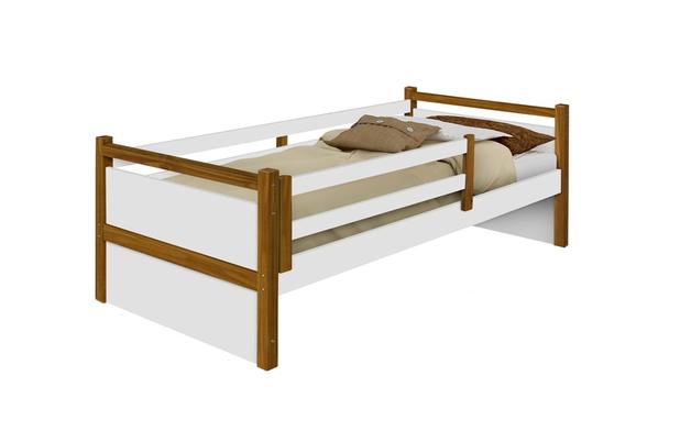 Cama Solteiro Bianca Com Grade - Branco/Mel - Divaloto Móveis Menor preço em Cama Solteiro Bianca Com Grade - Branco/Mel - Divaloto Móveis