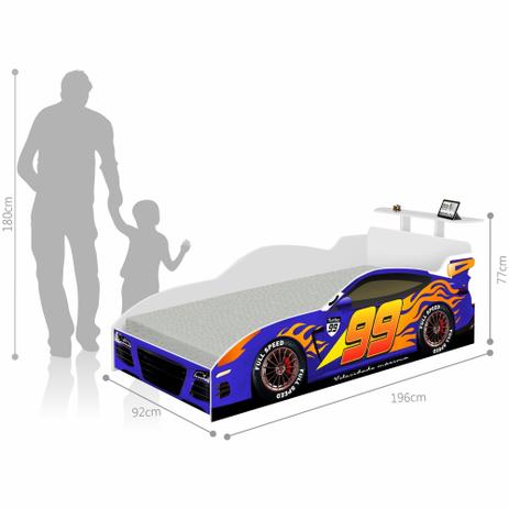 Cama Solteiro Carro Corrida Azul Colchão - Casah Menor preço em Cama Solteiro Carro Corrida Azul Colchão - Casah