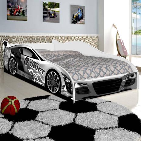 Cama Solteiro Carro Speed Branco - JA Móveis - J a móveis Menor preço em Cama Solteiro Carro Speed Branco - JA Móveis - J a móveis