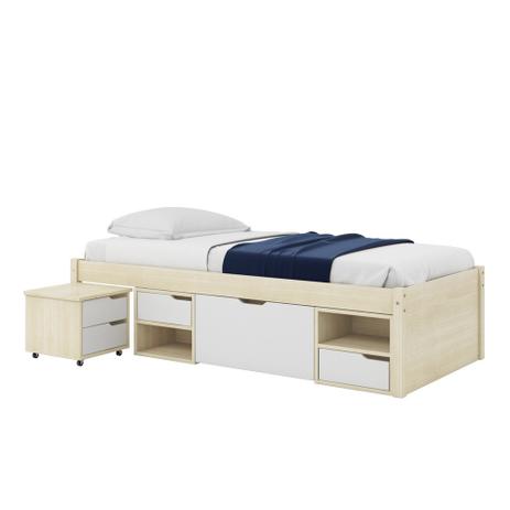 Cama Solteiro Charme 90x190 Links Natural e Branco Menor preço em Cama Solteiro Charme 90x190 Links Natural e Branco