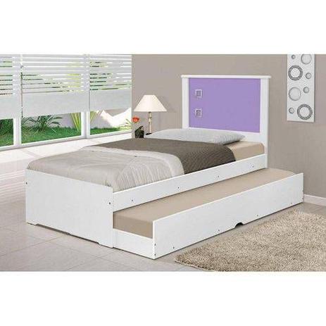 Cama Solteiro Com Auxiliar Barcelona Branco/Lilás - Tebarrot Do Brasil Menor preço em Cama Solteiro Com Auxiliar Barcelona Branco/Lilás - Tebarrot Do Brasil