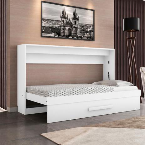 Cama Solteiro de Parede Dobrável Branca - Framar Menor preço em Cama Solteiro de Parede Dobrável Branca - Framar