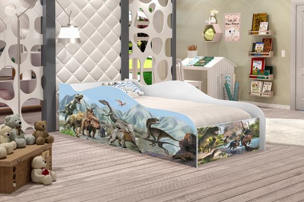 Cama Solteiro Dinossauros, Cama Para Criança - Moveis Print Menor preço em Cama Solteiro Dinossauros, Cama Para Criança - Moveis Print