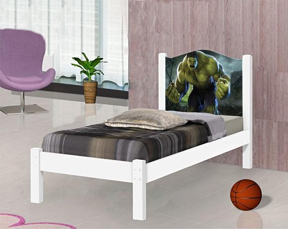Cama Solteiro Hulk Com Colchão, Cama de Menino - Moveis print Menor preço em Cama Solteiro Hulk Com Colchão, Cama de Menino - Moveis print