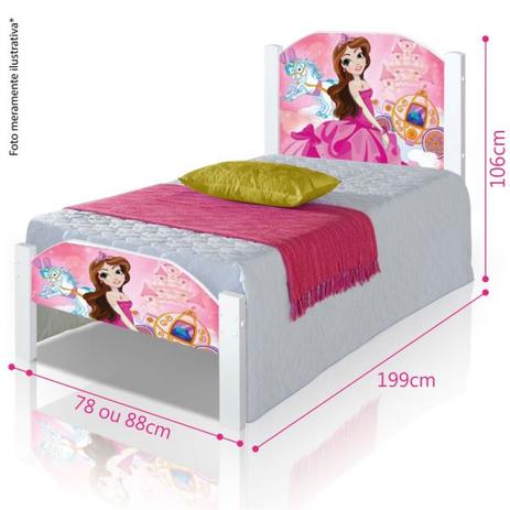 Cama Solteiro Juvenil Adesivada Princesa - Divaloto Menor preço em Cama Solteiro Juvenil Adesivada Princesa - Divaloto