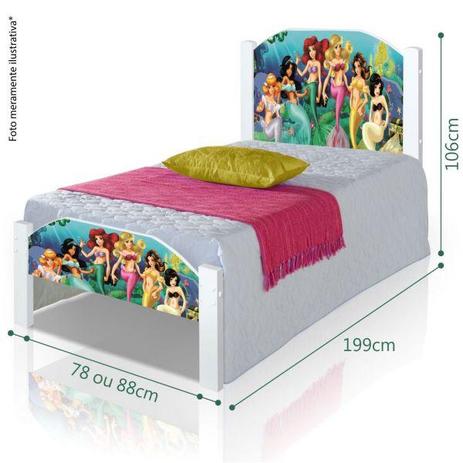 Cama Solteiro Juvenil Adesivada Sereias com Colchão - Divaloto Menor preço em Cama Solteiro Juvenil Adesivada Sereias com Colchão - Divaloto
