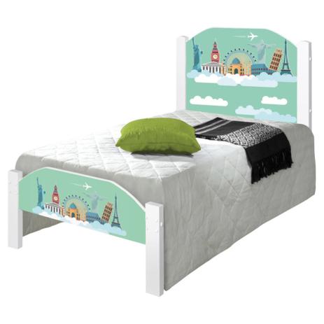 Cama Solteiro Juvenil Mundo Viagens com Colchão - Casah Menor preço em Cama Solteiro Juvenil Mundo Viagens com Colchão - Casah