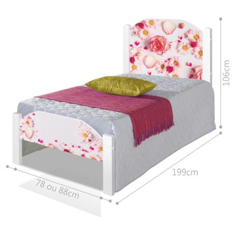 Cama Solteiro Juvenil Rosas com Colchão - Casah Menor preço em Cama Solteiro Juvenil Rosas com Colchão - Casah