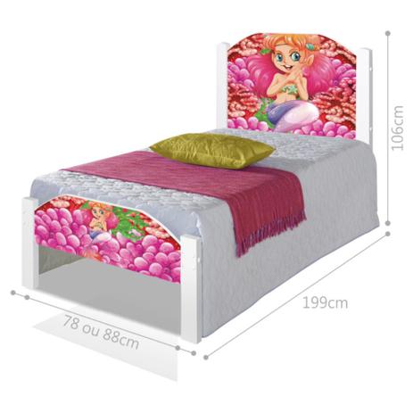 Cama Solteiro Juvenil Sereia e Corais com Colchão - Casah Menor preço em Cama Solteiro Juvenil Sereia e Corais com Colchão - Casah