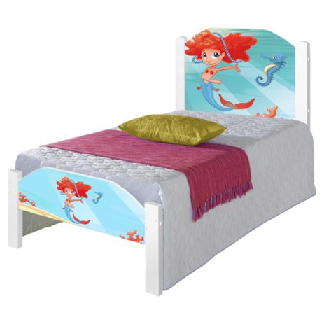 Cama Solteiro Juvenil Sereia Ruiva com Colchão - Casah Menor preço em Cama Solteiro Juvenil Sereia Ruiva com Colchão - Casah