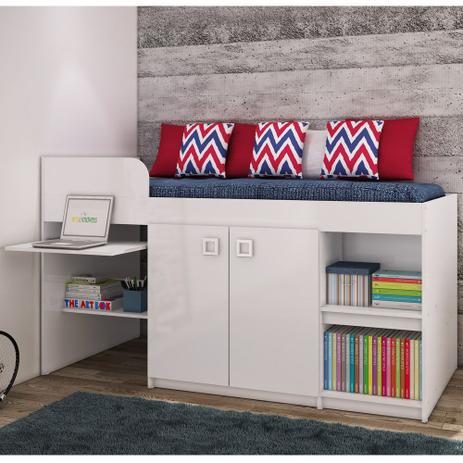 Cama Solteiro Juvenile Multifuncional para colchão 188 x 88 cm Branco - Art In Móveis Menor preço em Cama Solteiro Juvenile Multifuncional para colchão 188 x 88 cm Branco - Art In Móveis