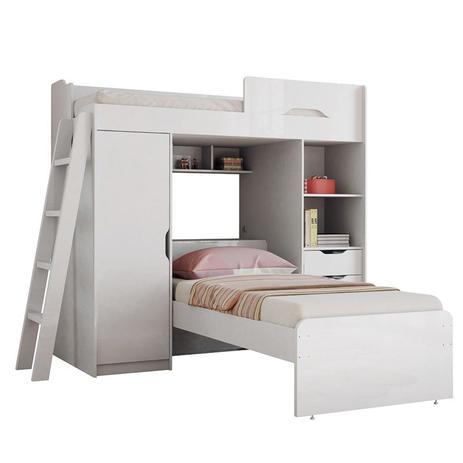 Cama Solteiro Multifuncional Conect com Cama Juvenil Branco - Santos Andirá Menor preço em Cama Solteiro Multifuncional Conect com Cama Juvenil Branco - Santos Andirá