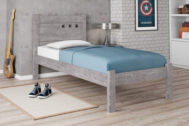 Cama Solteiro Paola II Cinza - Framar Menor preço em Cama Solteiro Paola II Cinza - Framar