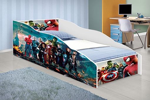 Cama Solteiro Vingadores, quarto para menino - Moveis print Menor preço em Cama Solteiro Vingadores, quarto para menino - Moveis print