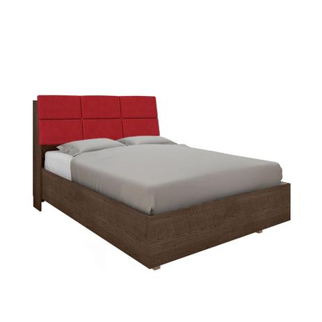 Cama Super Box com Cabeceira Isis Class para Colchão 138 Chocolate/Vermelho 028 - Framar Menor preço em Cama Super Box com Cabeceira Isis Class para Colchão 138 Chocolate/Vermelho 028 - Framar