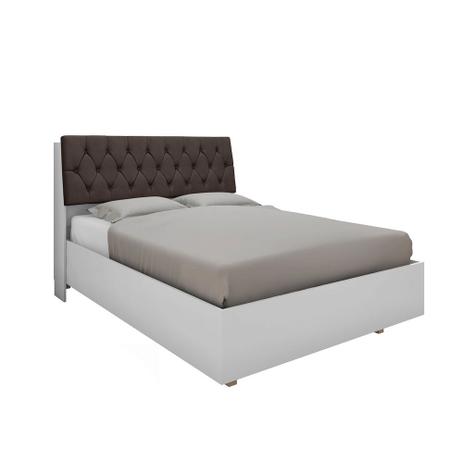 Cama Super Box com Cabeceira Isis para Colchão 158 Branco/Marrom 027 - Framar Menor preço em Cama Super Box com Cabeceira Isis para Colchão 158 Branco/Marrom 027 - Framar