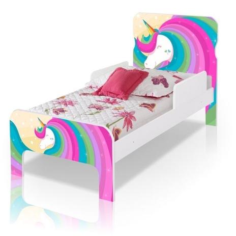 Cama Unicórnio Arco Íris Infantil Adesivada com Colchão - Divaloto Menor preço em Cama Unicórnio Arco Íris Infantil Adesivada com Colchão - Divaloto