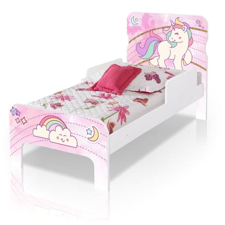 Cama Unicórnio Infantil Adesivada com Colchão - Divaloto Menor preço em Cama Unicórnio Infantil Adesivada com Colchão - Divaloto