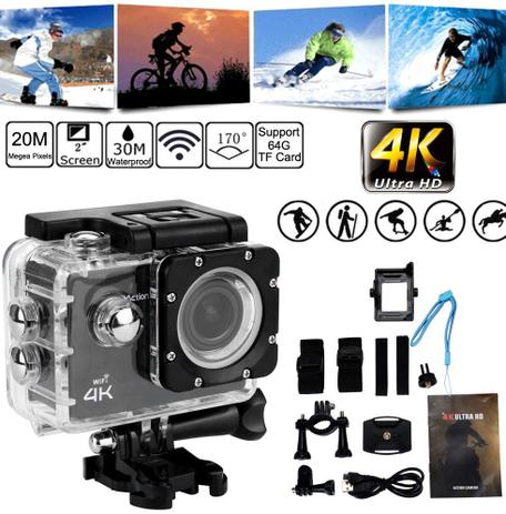 Câmera Action Pro Sport 4k Full HD Prova Água Wi-fi Moto Mergulho Capacete Skate Surf Bike - Mkb