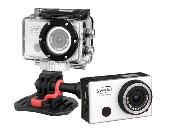 Menor preço em Câmera de Ação Sport Cam Cinza Wi-Fi Prata  8MP Full HD FS101 Newlink
