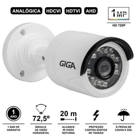 Câmera de Segurança Giga GS0014 bullet - 1MP HD 720p Visão Noturna Infra 20 metros HDCVI, HDTVI, AHD Menor preço em Câmera de Segurança Giga GS0014 bullet - 1MP HD 720p Visão Noturna Infra 20 metros HDCVI, HDTVI, AHD