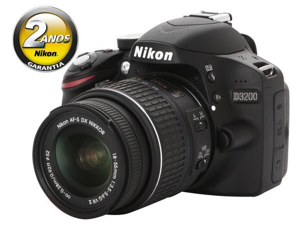 Câmera Digital Profissional Nikon D3200 24.2MP - Visor 3” Grava Full HD Lente 18-55mm