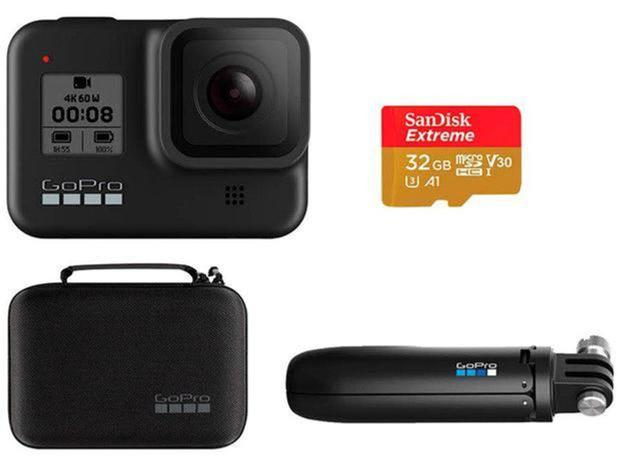 Câmera GoPro Hero 8 Black Essencial com Shorty, Cartão 32GB e Estojo Menor preço em Câmera GoPro Hero 8 Black Essencial com Shorty, Cartão 32GB e Estojo