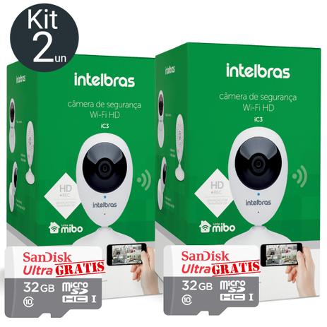 Camera intelbras mibo ic3 c/ cartão 32gb kit c/ 2 unidades Menor preço em Camera intelbras mibo ic3 c/ cartão 32gb kit c/ 2 unidades