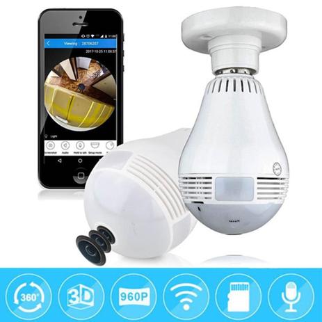 Camera Ip Panoramica Seguraça Lampada Vr 360 Espia Wifi - Yesstech Menor preço em Camera Ip Panoramica Seguraça Lampada Vr 360 Espia Wifi - Yesstech