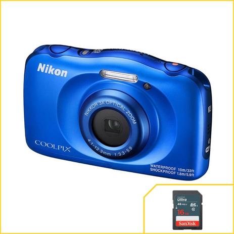 Câmera Nikon à prova dágua Wifi Coolpix W100 Azul Menor preço em Câmera Nikon à prova dágua Wifi Coolpix W100 Azul