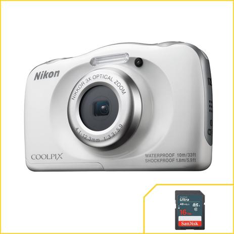 Câmera Nikon à prova dágua Wifi Coolpix W100 Branca Menor preço em Câmera Nikon à prova dágua Wifi Coolpix W100 Branca