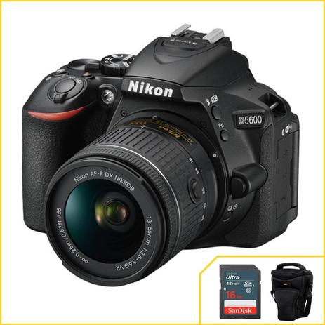 Câmera Nikon D5600 kit com 18-55mm f/3.5-5.6G VR AF-p DX Menor preço em Câmera Nikon D5600 kit com 18-55mm f/3.5-5.6G VR AF-p DX